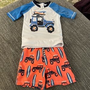 Truck swim trunks and rash guard